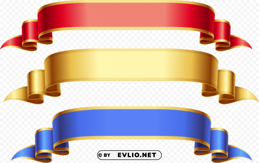 large transparent red gold blue banners PNG Image with Isolated Graphic Element