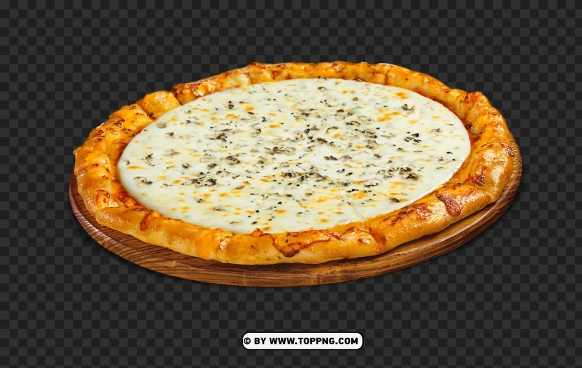 Rustic Wooden Plate with HD Cheese Pizza PNG images no background