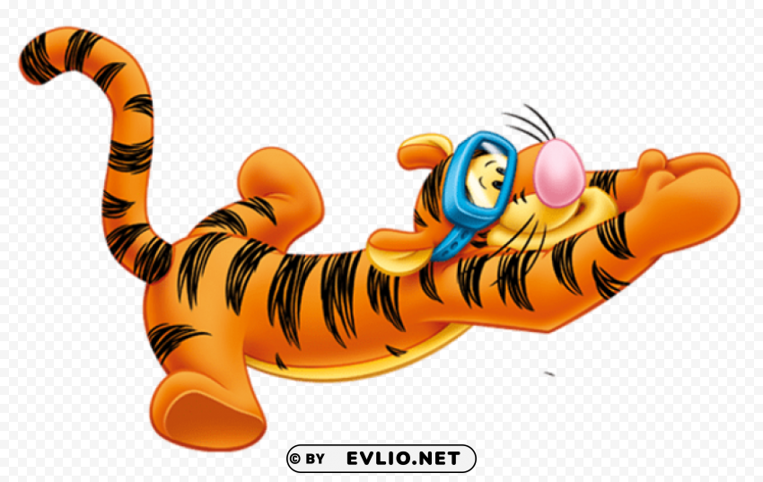 swimming tigger winnie the pooh cartoon ClearCut PNG Isolated Graphic