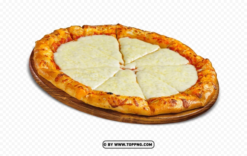 Tasty Cheese Pizza with Melted Cheese on Wooden Plate PNG images transparent pack