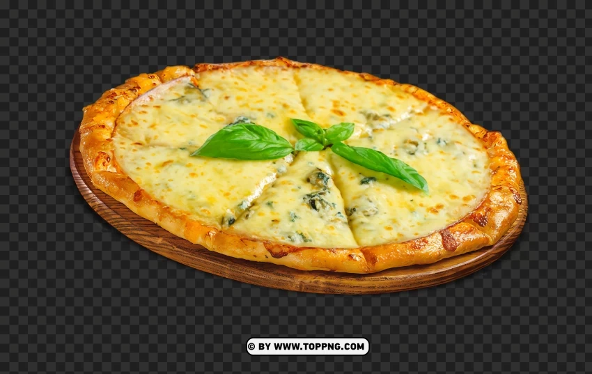 Top View Of Cheese Pizza With Italian Garlic Bread HD PNG Images With Alpha Background