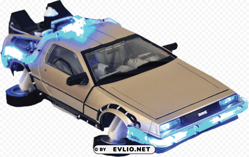 flying delorean back to the future Clear Background Isolated PNG Object