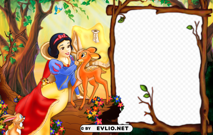 snow white with doe kid frame Isolated Graphic on HighQuality Transparent PNG