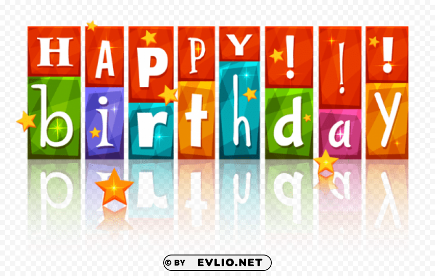  colorful happy birthday with stars Transparent PNG Isolated Object with Detail