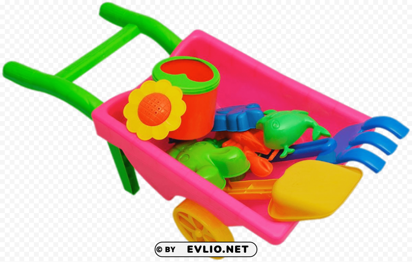 Transparent Background PNG of Free Beach Toys In Plastic Wheelbarrow - Clear Background Transporting Toys - Image ID 2ab94c1f Transparent PNG Isolated Object Design - Image ID 2ab94c1f