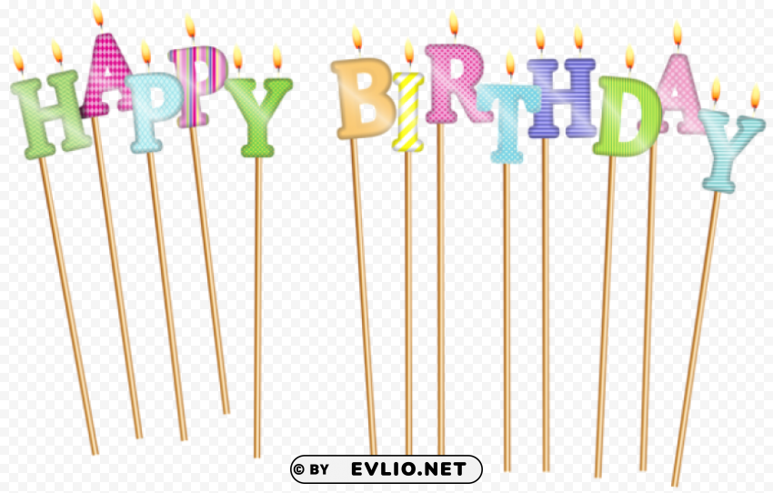 happy birthday deco candles Clear Background PNG with Isolation
