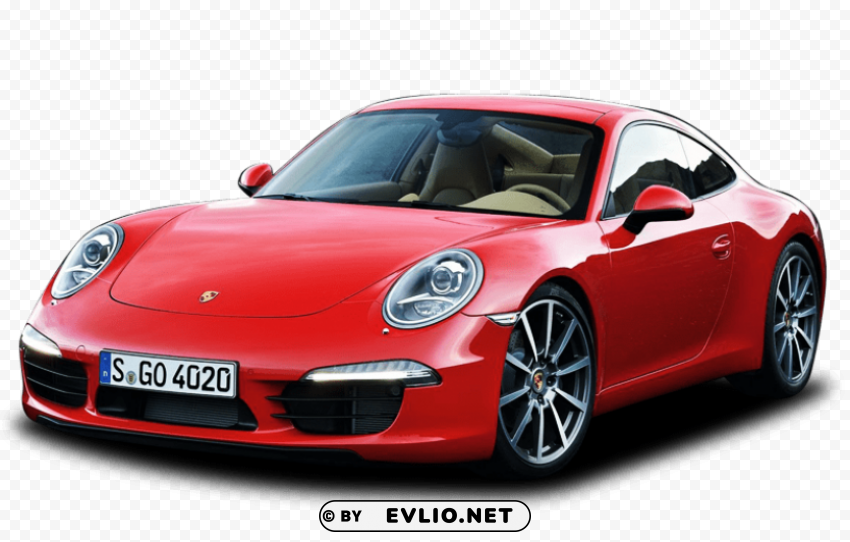 red porsche Isolated Artwork on Transparent Background PNG