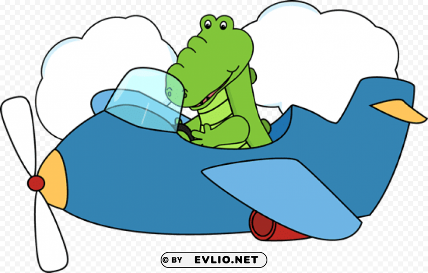 alligator flying a plane HighResolution PNG Isolated Artwork
