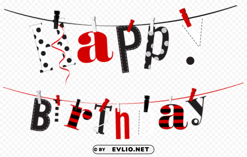 happy birthday streamer transparent Clear Background Isolated PNG Object
