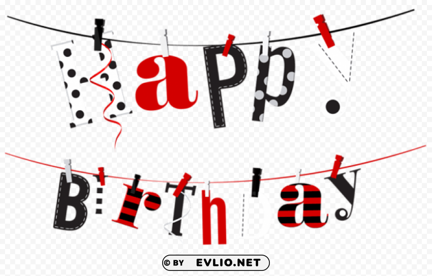 Happy Birthday Streamer Transparent Clear Background Isolated PNG Object