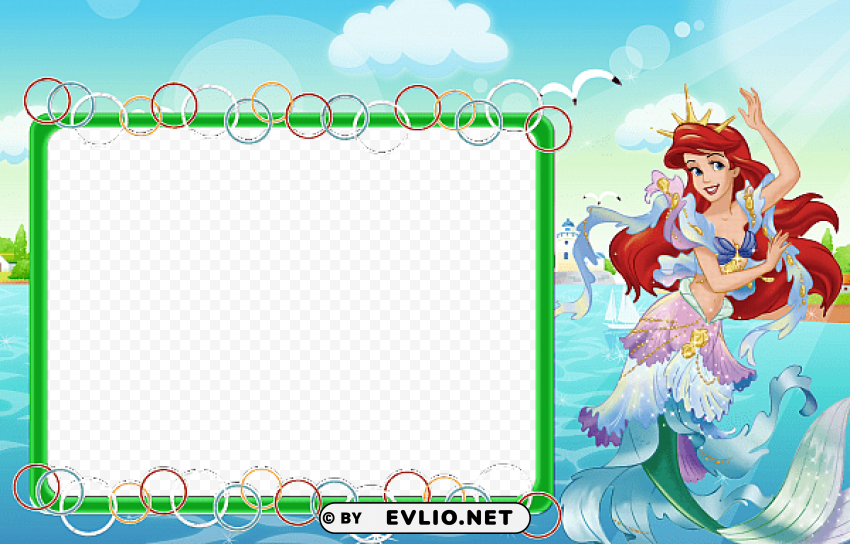 kids frame with princess ariel HighQuality PNG with Transparent Isolation