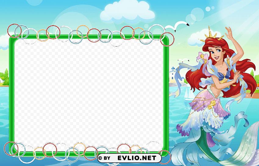 Kids Frame With Princess Ariel HighQuality PNG With Transparent Isolation