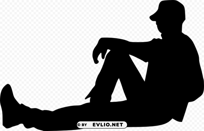 people sitting silhouette Clean Background Isolated PNG Character