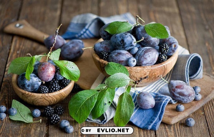 plums with blackberry PNG images for mockups