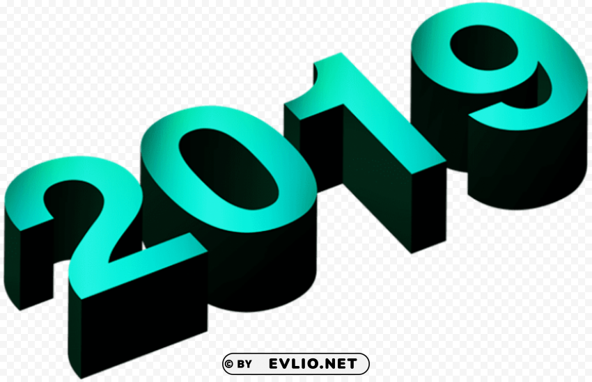 3d Numeric 2019 Cyan Clear Background PNG Images Bulk