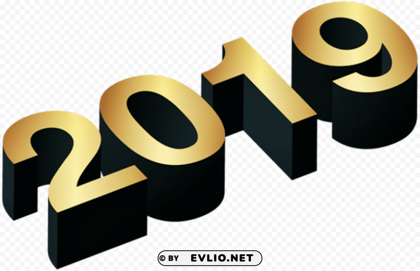 3d numeric 2019 golden CleanCut Background Isolated PNG Graphic