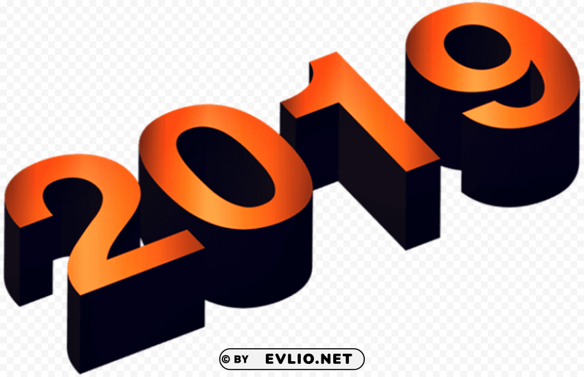 3d numeric 2019 orange Clear background PNG elements