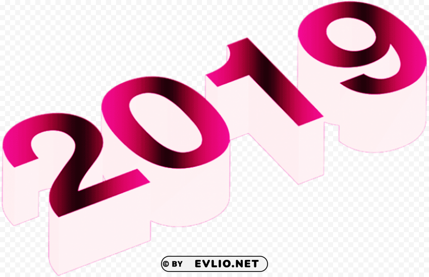 3d numeric 2019 pink Clear Background PNG Isolated Design Element