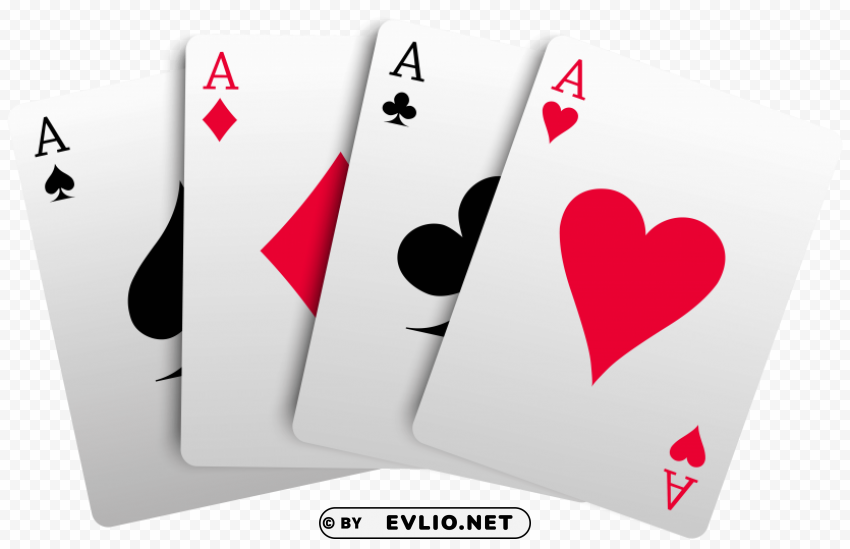 4 aces cards Isolated Graphic on Clear Transparent PNG