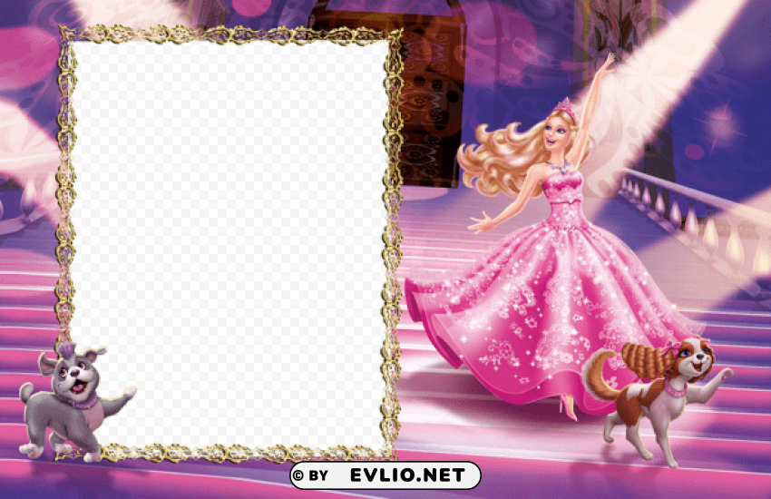 barbie in pink transparent photo frame Free download PNG images with alpha transparency