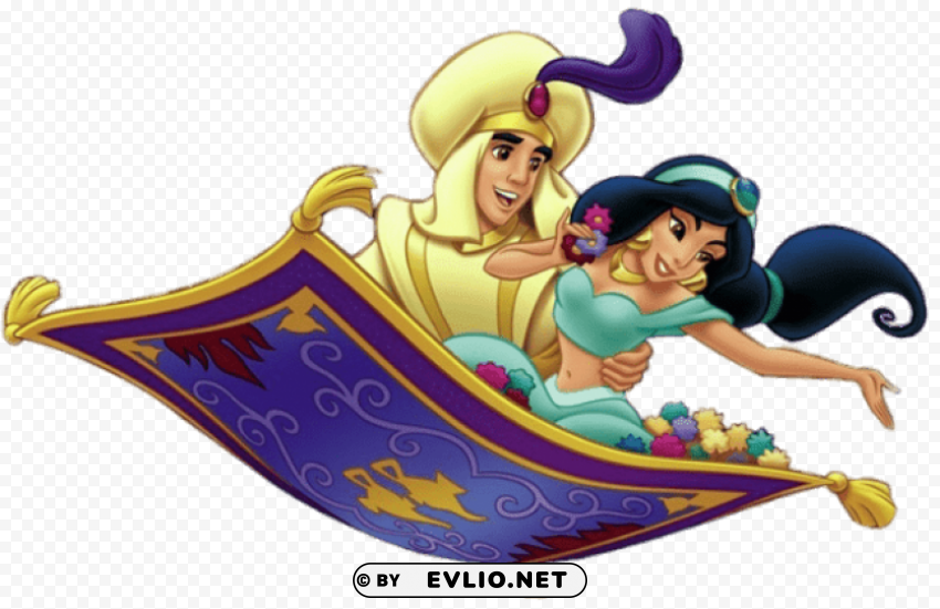 aladdin and jasmine on the magic carpet Isolated Object with Transparent Background in PNG