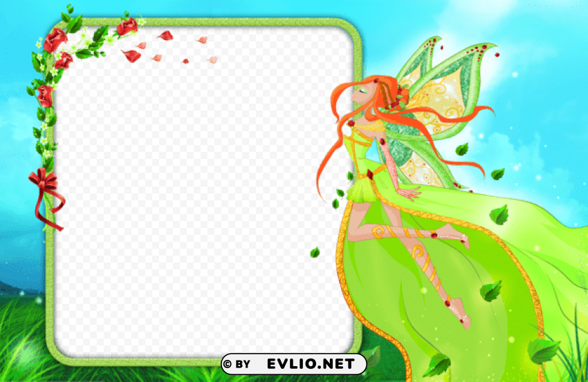 green fairy kids frame Isolated Object on HighQuality Transparent PNG