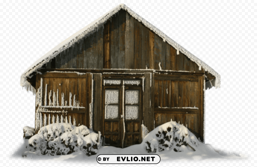  winter barn with snow Transparent PNG Isolated Subject