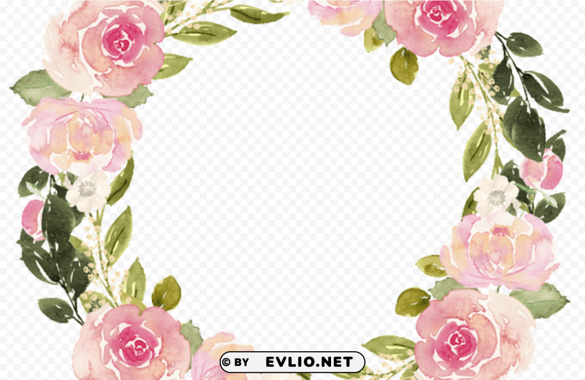 watercolor floral wreath Isolated Item with Clear Background PNG