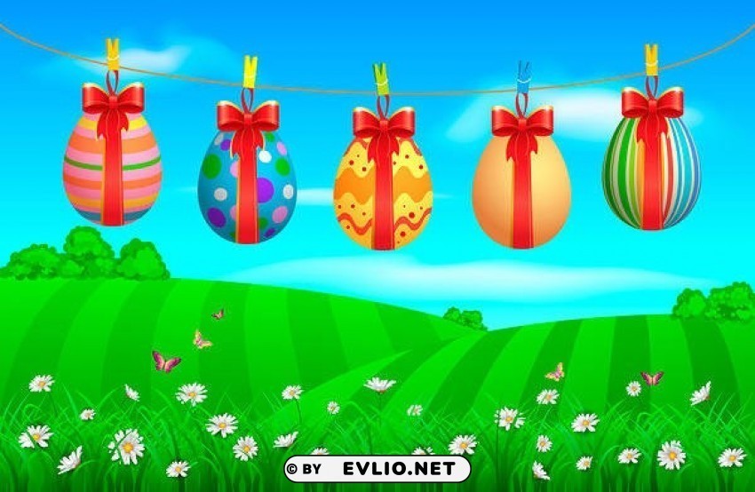 with easter eggs PNG Isolated Illustration with Clear Background