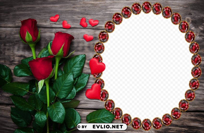  wooden frame with red roses PNG transparent photos comprehensive compilation