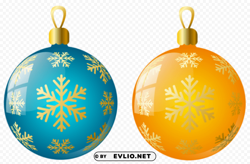 large size yellow and blue christmas ball ornaments High-quality transparent PNG images