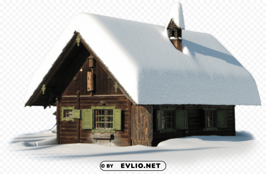  winter house with snow Transparent PNG Isolated Graphic Detail