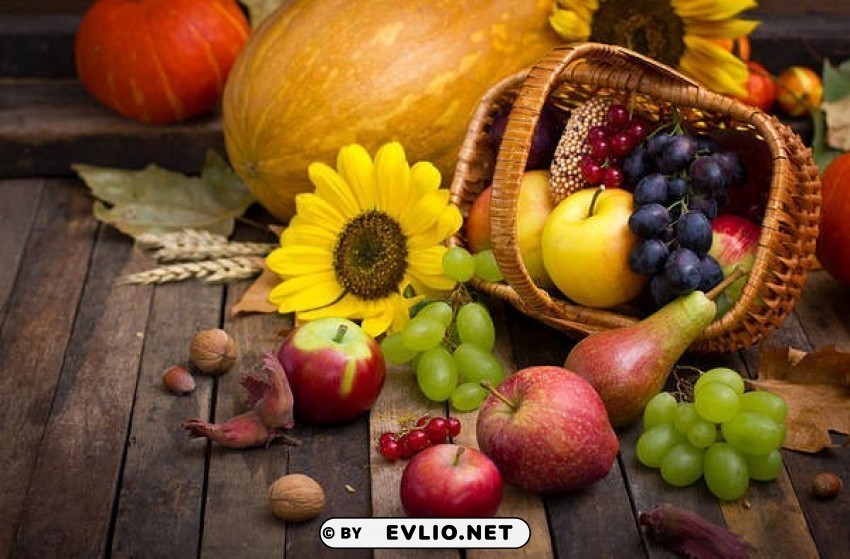 autumnwith pumpkin and fruit basket PNG file without watermark