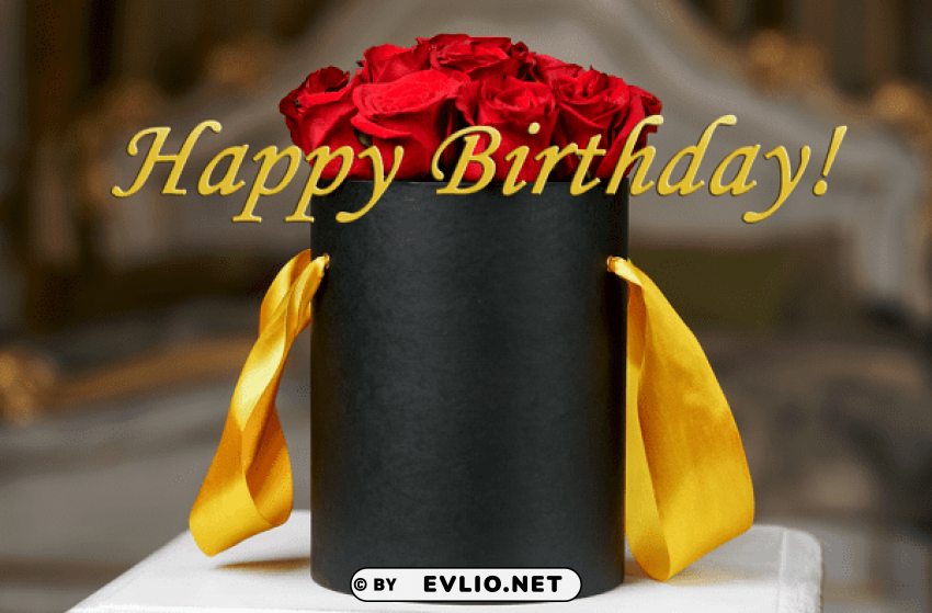 happy birthday card with red roses HighQuality Transparent PNG Isolated Element Detail