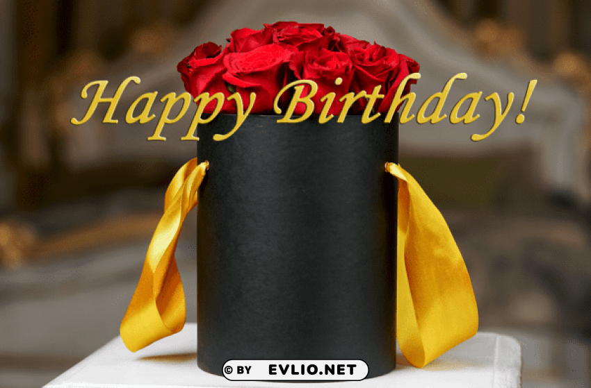 Happy Birthday Card With Red Roses HighQuality Transparent PNG Isolated Element Detail