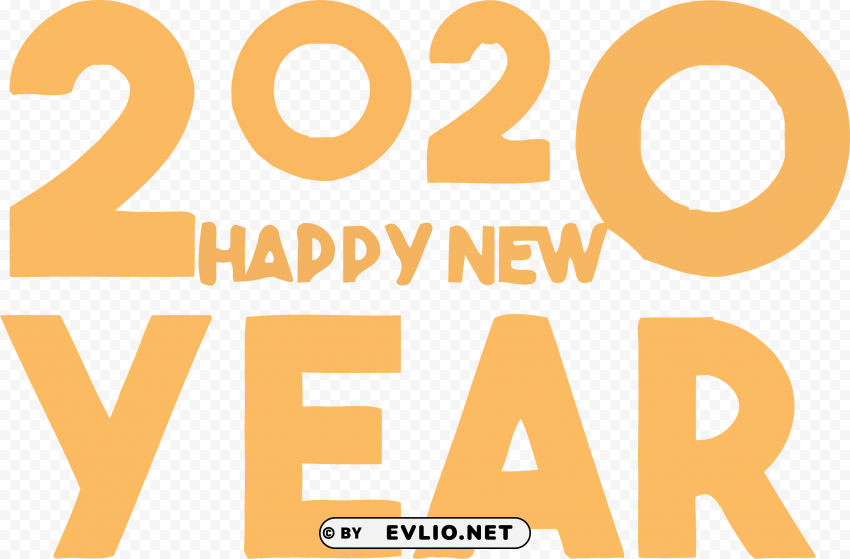 Happy New Year Yalow 2020 PNG for mobile apps