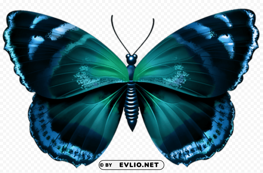 Blue Butterfly Isolated Artwork With Clear Background In PNG
