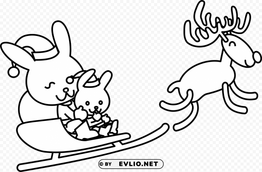 Christmas Bunny Coloring Pages PNG For Free Purposes