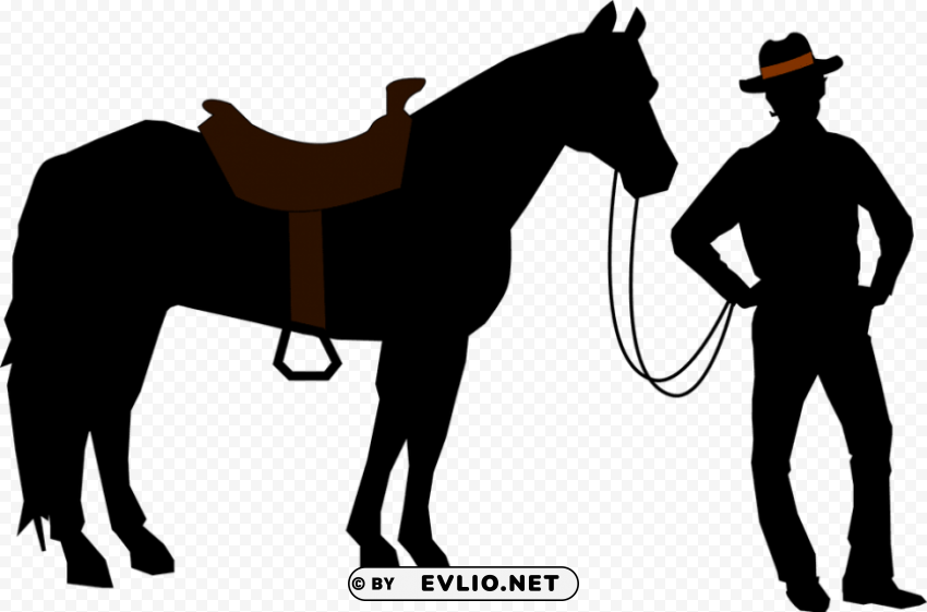 Transparent background PNG image of cowboy silhouette Transparent Background Isolated PNG Item - Image ID 51fefd2a