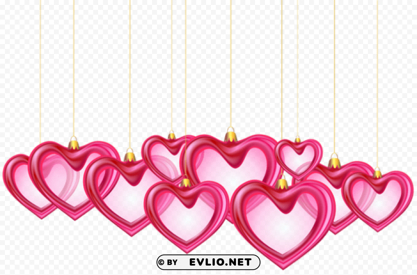 hanging hearts decor Isolated Design Element on PNG