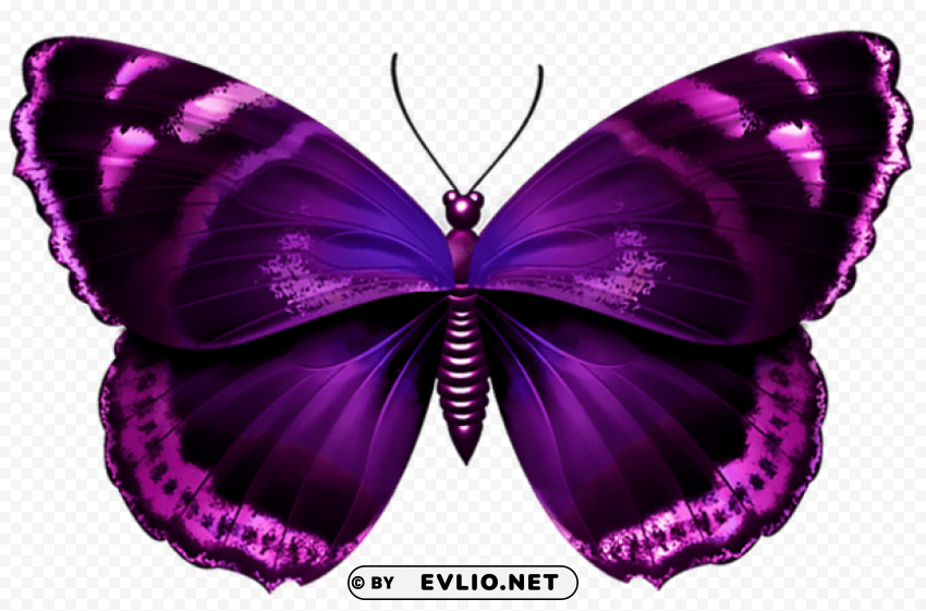 Purple Butterfly Isolated Artwork On Transparent PNG
