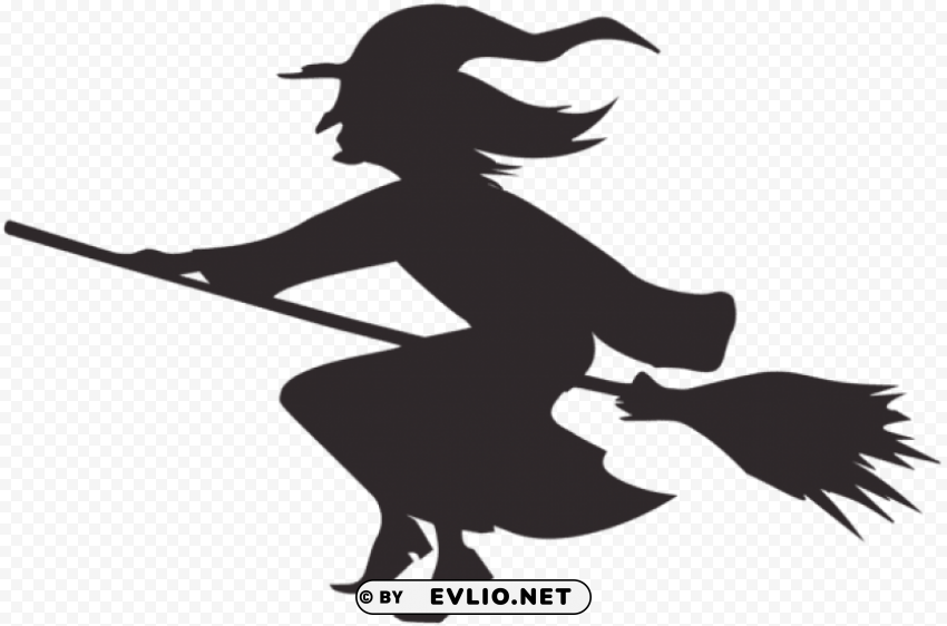 halloween witch silhouette Clear Background PNG Isolated Subject