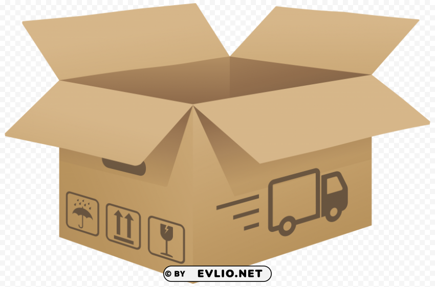 open cardboard box PNG Isolated Object on Clear Background