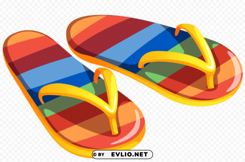 transparent beach flip flops PNG with Isolated Transparency