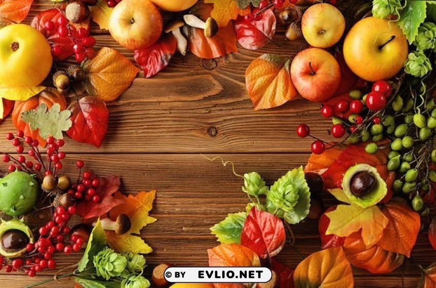 autumn woodenwith fruits Isolated Subject in Transparent PNG