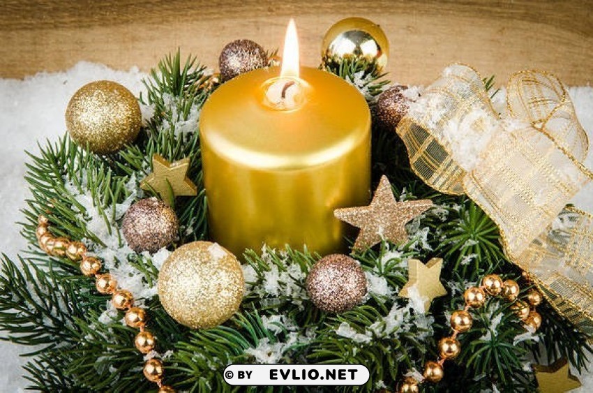 christmaswith yellow candle HighQuality PNG Isolated Illustration