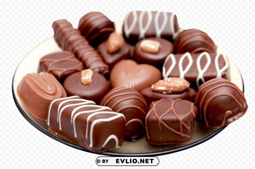 chocolates in plate Isolated Graphic on Clear Transparent PNG