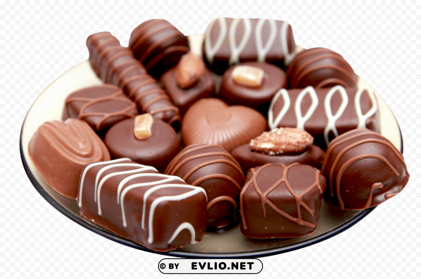 Chocolates In Plate Isolated Graphic On Clear Transparent PNG