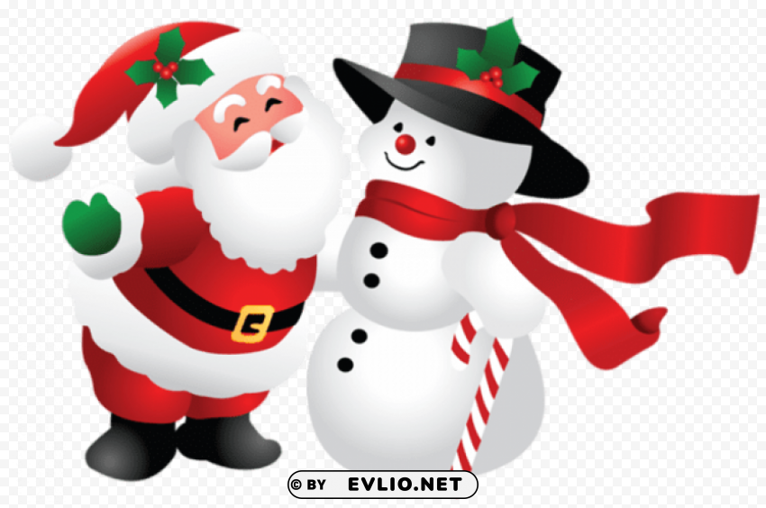 christmas santa and snowman PNG images with clear cutout