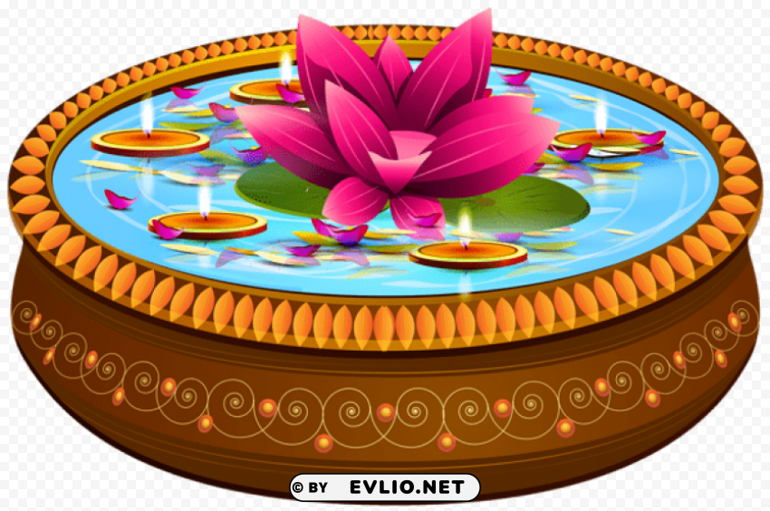 indian floating candles and lotus transparent Clear PNG image